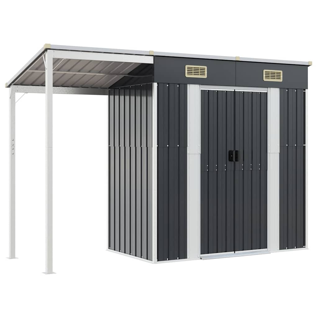 vidaXL Zahradní kůlna s prodlouženou střechou antracit 277x107x181cm