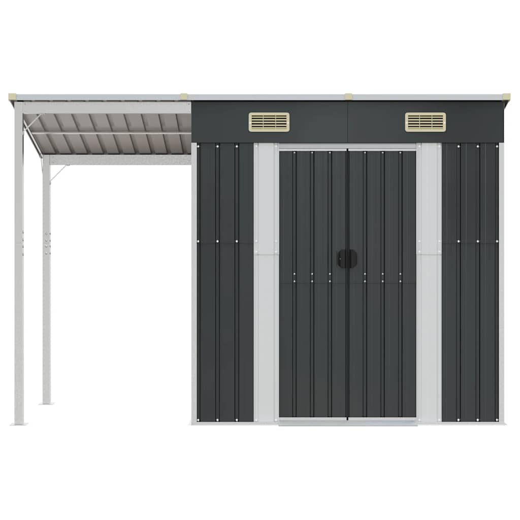 Garden Shed with Extended Roof Outdoor Backyard Storage House Steel vidaXL - Picture 9 of 60