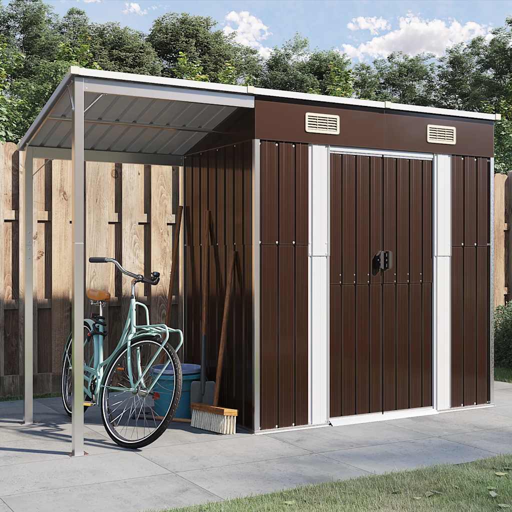 vidaXL Gartenhaus mit Schleppdach Braun 277x107x181 cm Stahl