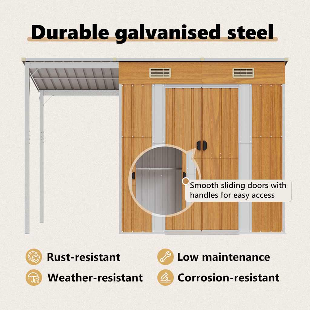 Garden Shed with Extended Roof Outdoor Backyard Storage House Steel vidaXL - Picture 47 of 60