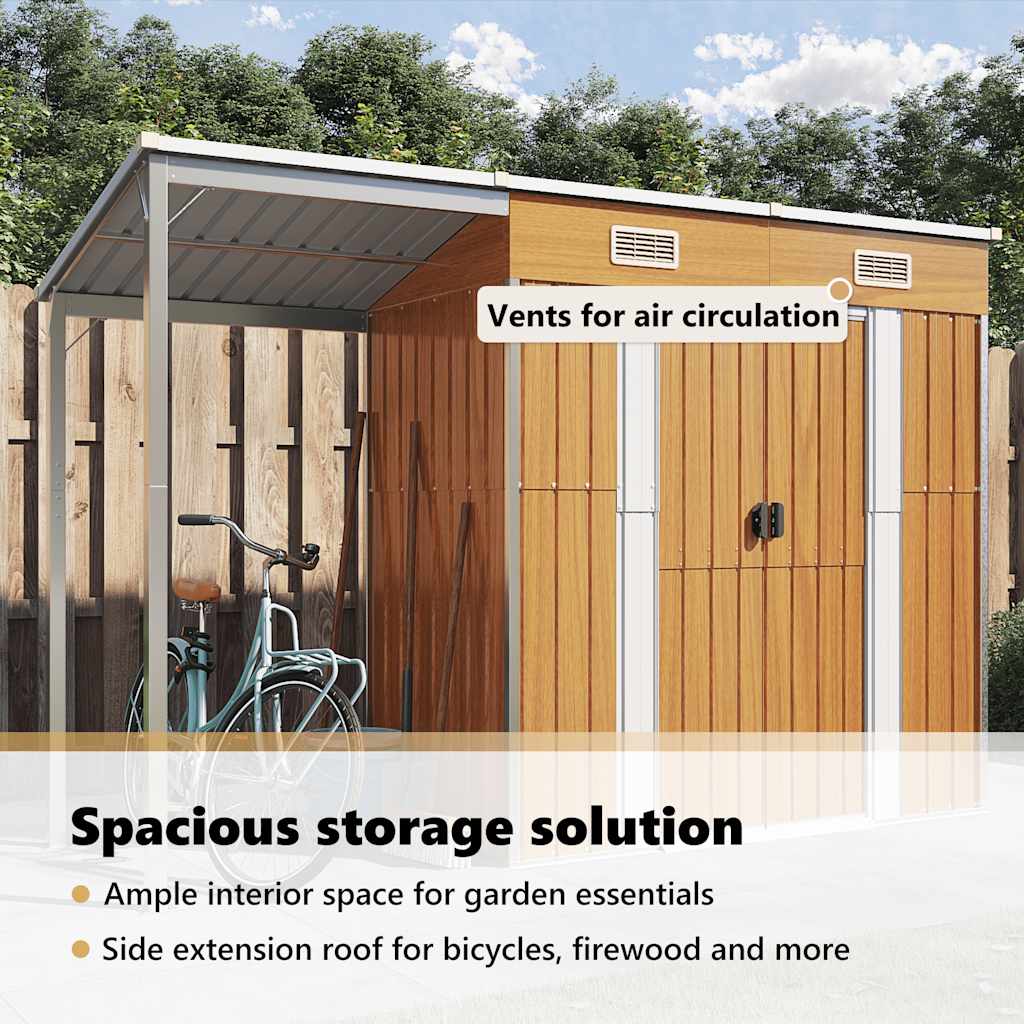 Garden Shed with Extended Roof Outdoor Backyard Storage House Steel vidaXL - Picture 48 of 60