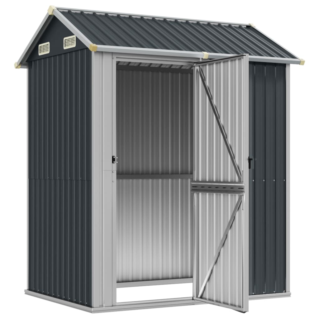 vidaXL Tuinschuur 192x152,5x237 cm gegalvaniseerd staal antracietkleur afbeelding