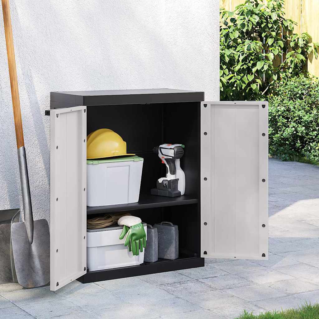 vidaXL Dulap depozitare de exterior, gri și negru, 65x37x85 cm, PP
