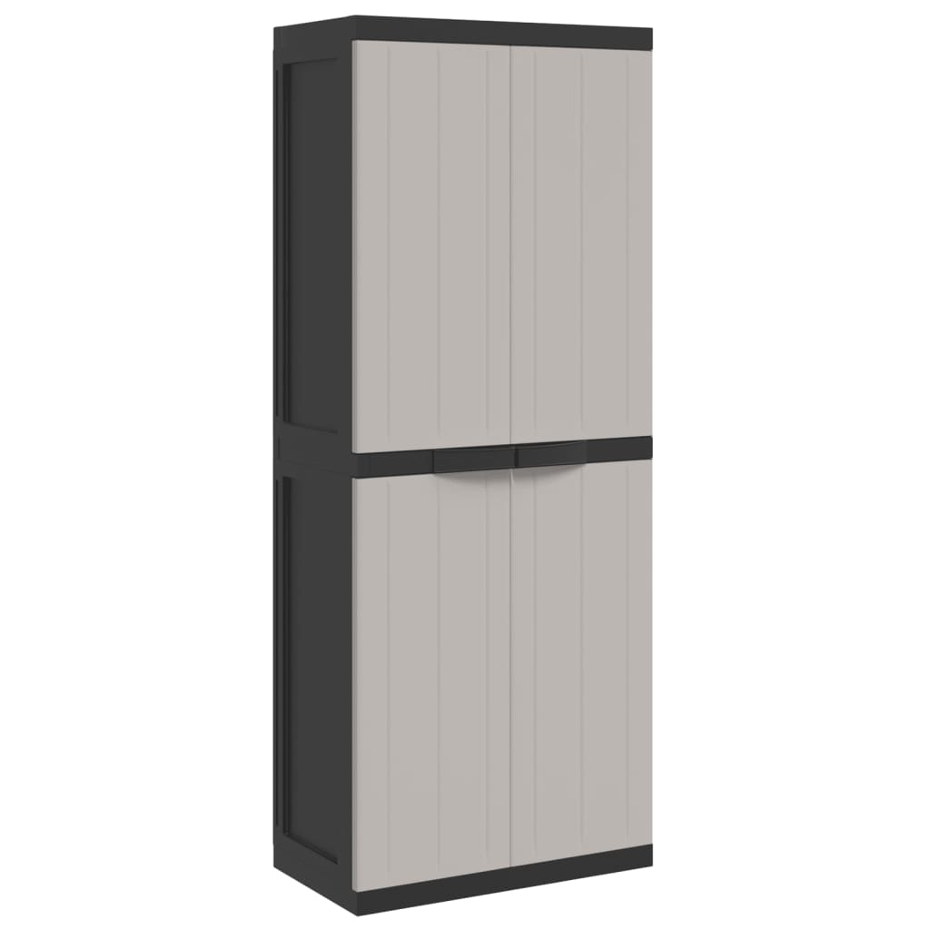 Image of vidaXL Outdoor Storage Cabinet Grey and Black 65x37x165 cm PP
