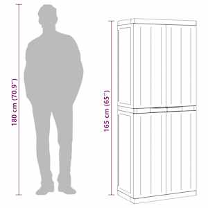 Zahradní úložná skříň šedá a černá 65 x 37 x 165 cm PP - obrázek 13