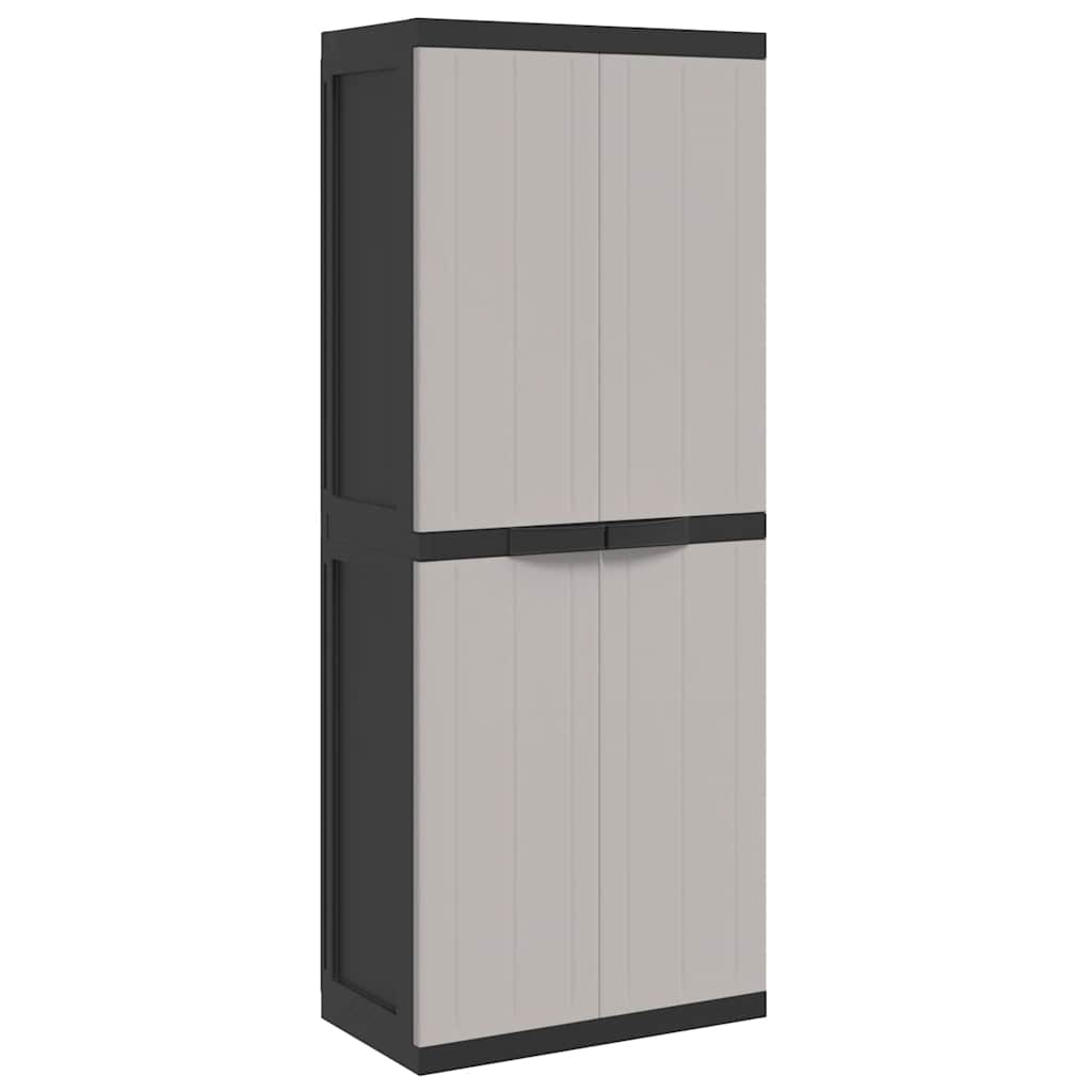 Thumbnail - vidaXL Gartenschrank Grau und Schwarz 65x37x165 cm PP