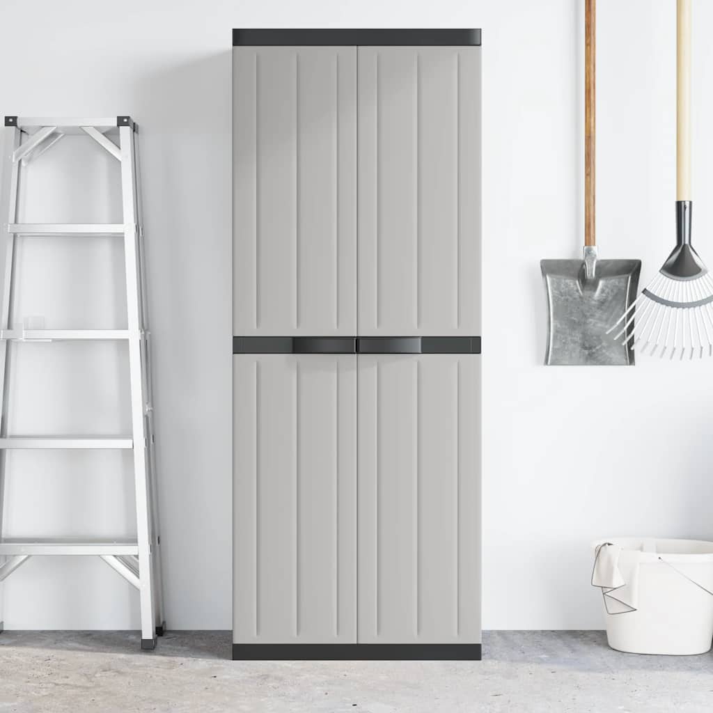Thumbnail - vidaXL Gartenschrank Grau und Schwarz 65x37x165 cm PP
