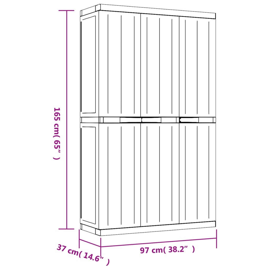 imagem de vidaXL Móvel de arrumação para exterior 97x37x165 PP cinzento e preto11