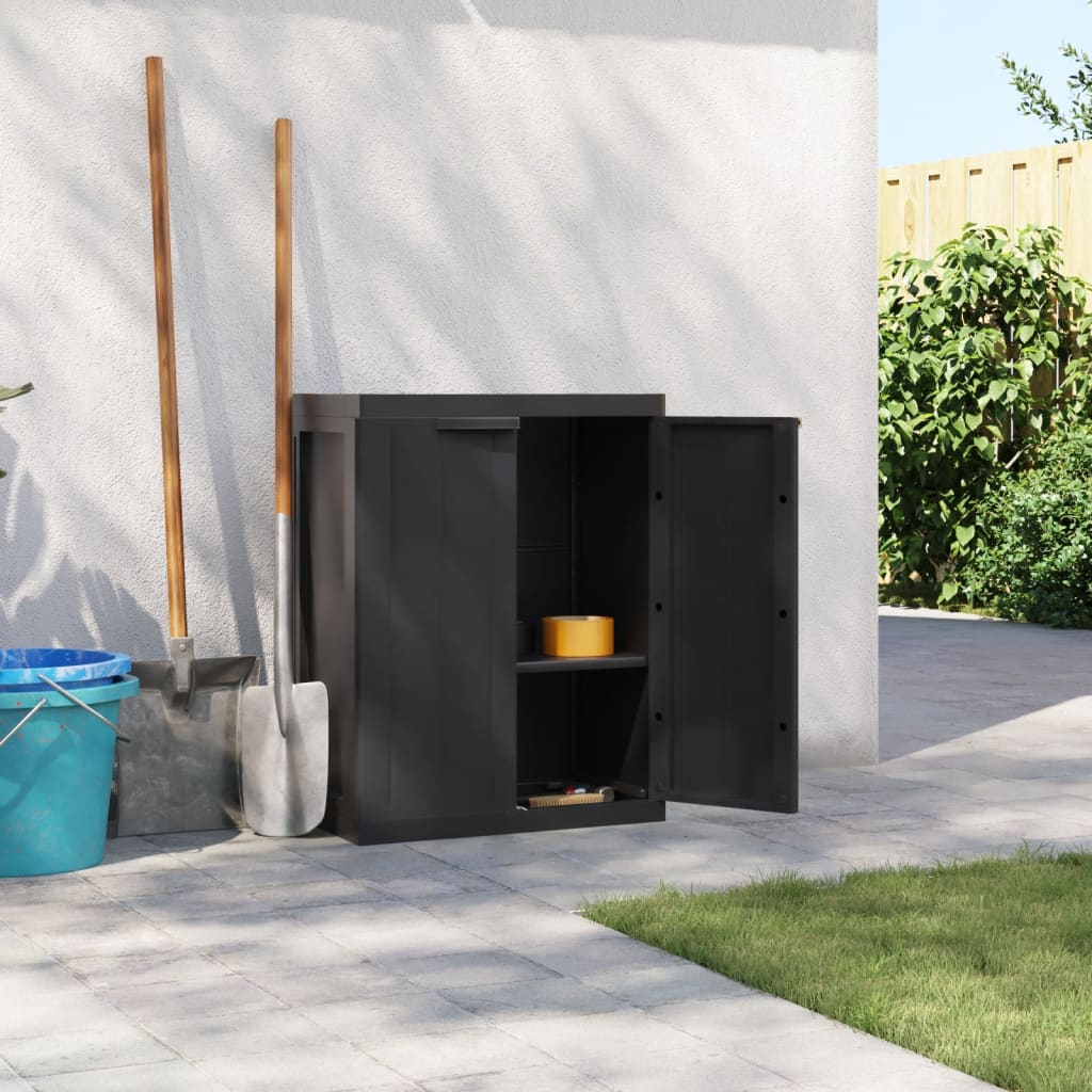 vidaXL fekete PP kültéri tárolószekrény 65 x 37 x 85 cm
