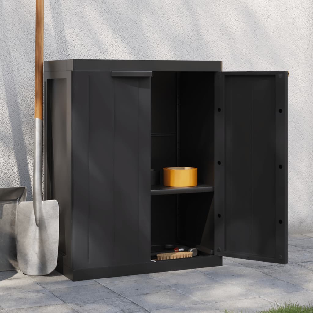 vidaXL Dulap depozitare de exterior, negru, 65x37x85 cm, PP