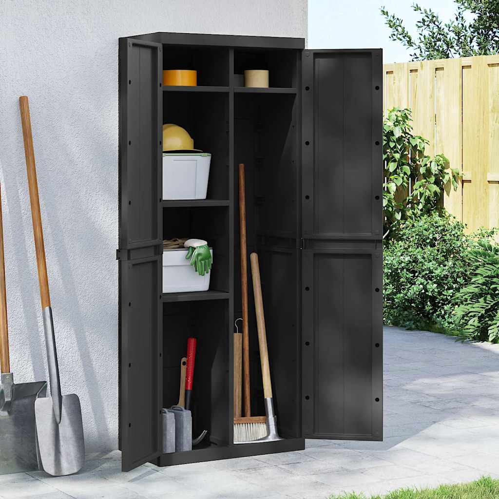 vidaXL Dulap depozitare de exterior, negru, 65x37x165 cm, PP