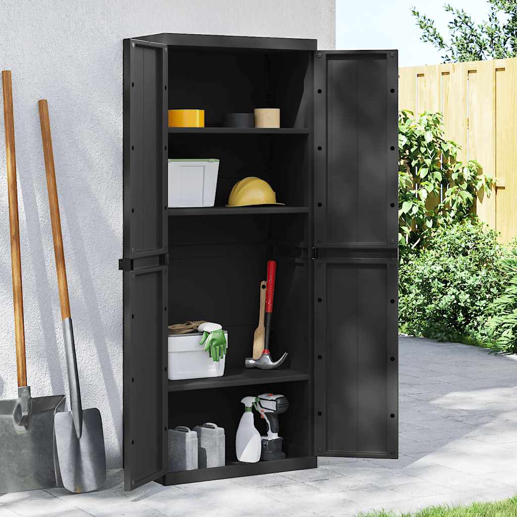vidaXL Dulap depozitare de exterior, negru, 65x37x165 cm, PP