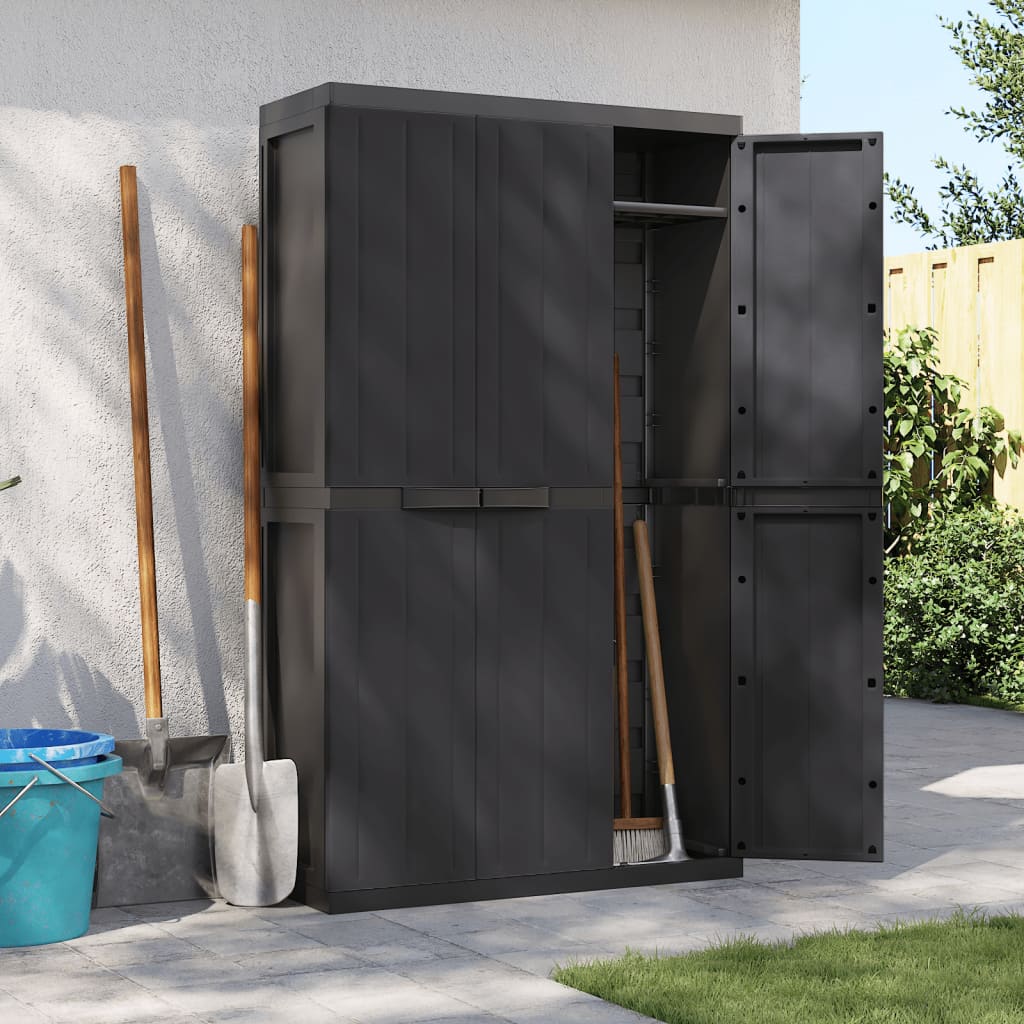 vidaXL Gartenschrank Schwarz 97x37x165 cm PP