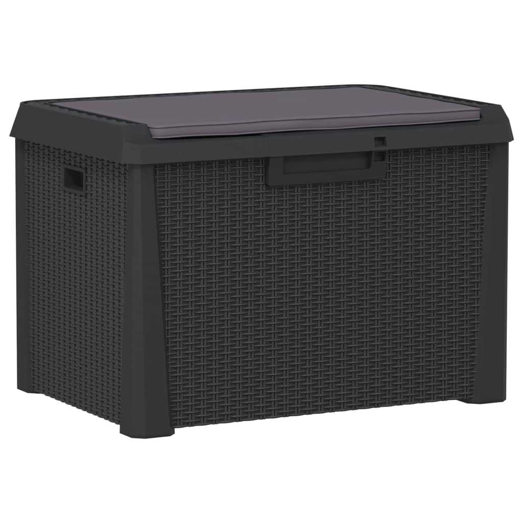 vidaXL Zahradní úložný box s poduškou antracitový 125 l PP