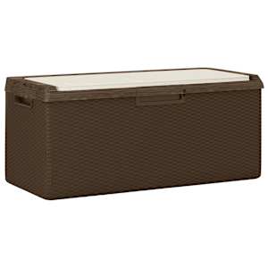 vidaXL aia hoiukast istmepadjaga, pruun, 350 l, PP