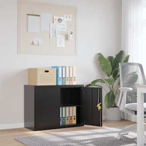 Arhivska omara črna 90x40x70 cm jeklo