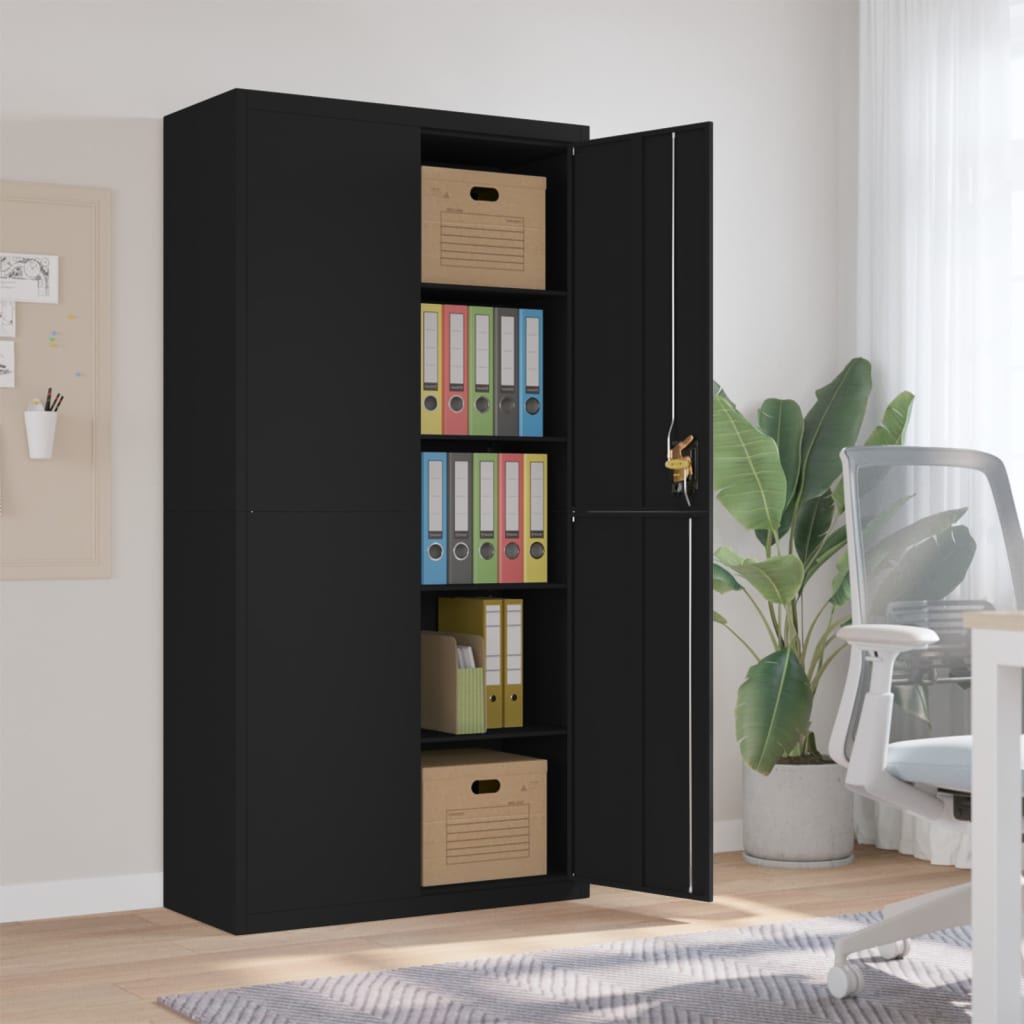 vidaXL Classeur noir 90x40x180 cm acier, armoire à dossiers, armoire de rangement, armoire de bureau, armoire de classement, unité de rangement