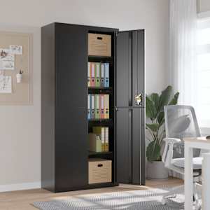 Arhivska omara črna 90x40x200 cm jeklo