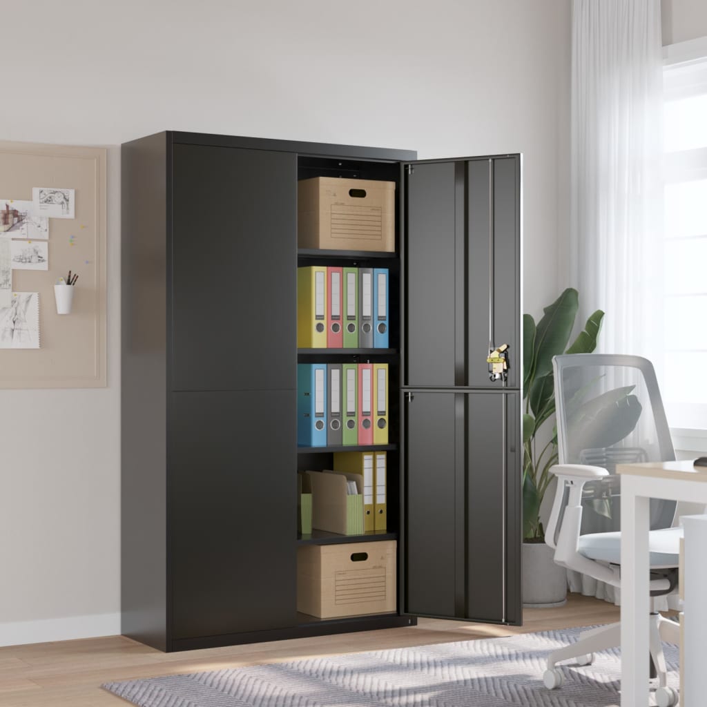 vidaXL Aktenschrank Schwarz 105x40x180 cm Stahl