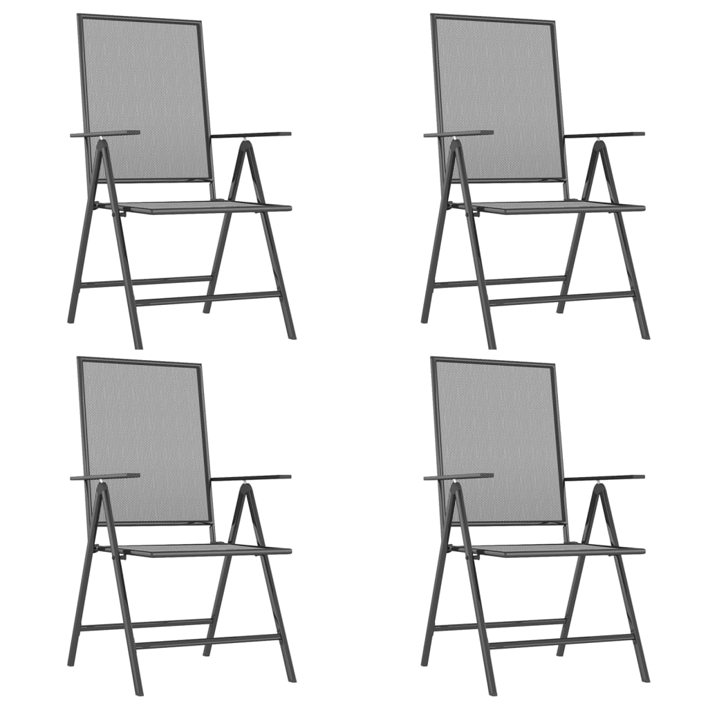 Zestaw mebli ogrodowych - Stal, Antracyt, 165x80x72 cm, 4x rozkładany fotel