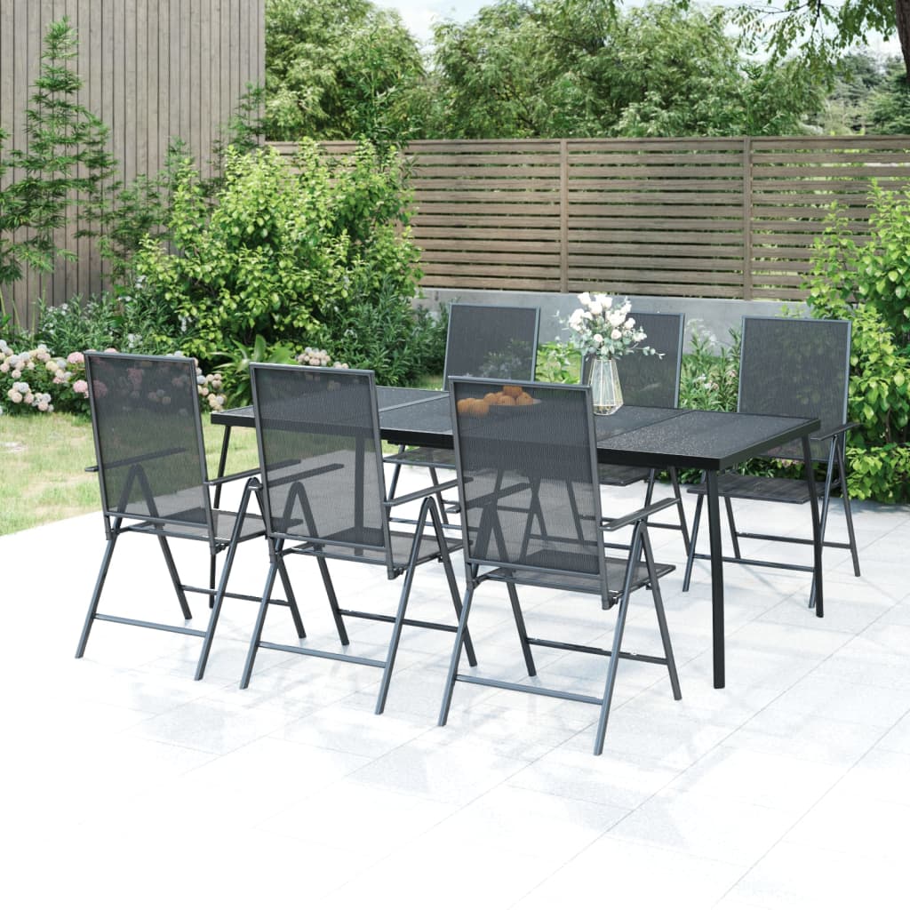 vidaXL Ensemble de salle à manger de jardin 7 pcs anthracite acier