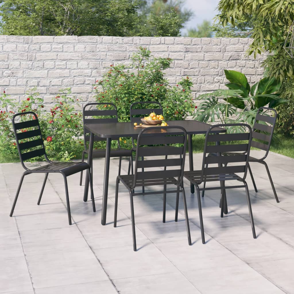 vidaXL Ensemble de salle à manger de jardin 7 pcs anthracite acier