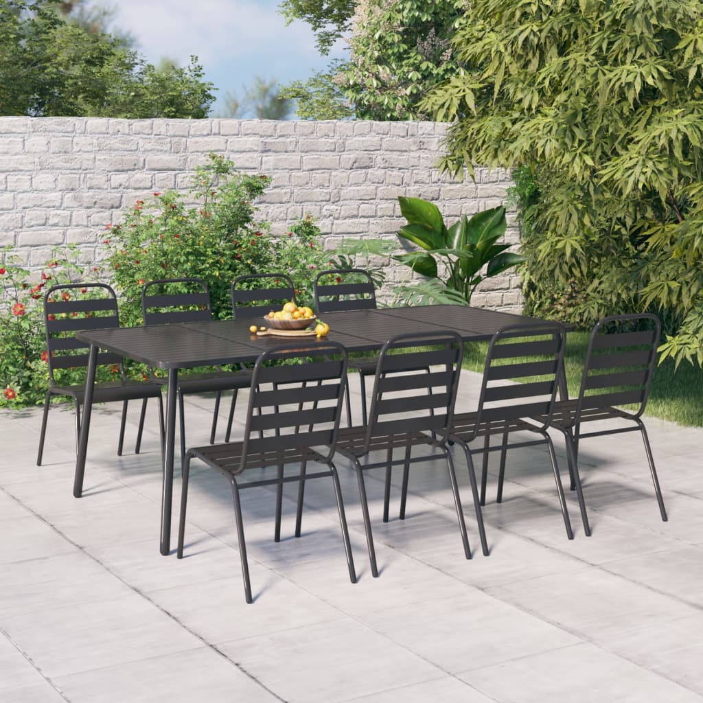 Ensemble de salle à manger de jardin 9 pcs anthracite acier