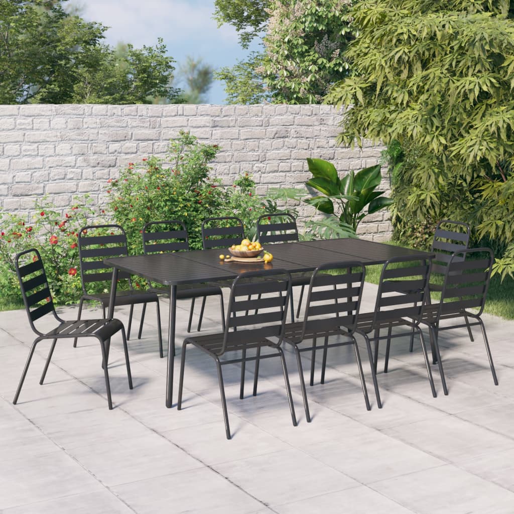 vidaXL Ensemble de salle à manger de jardin 11 pcs anthracite acier