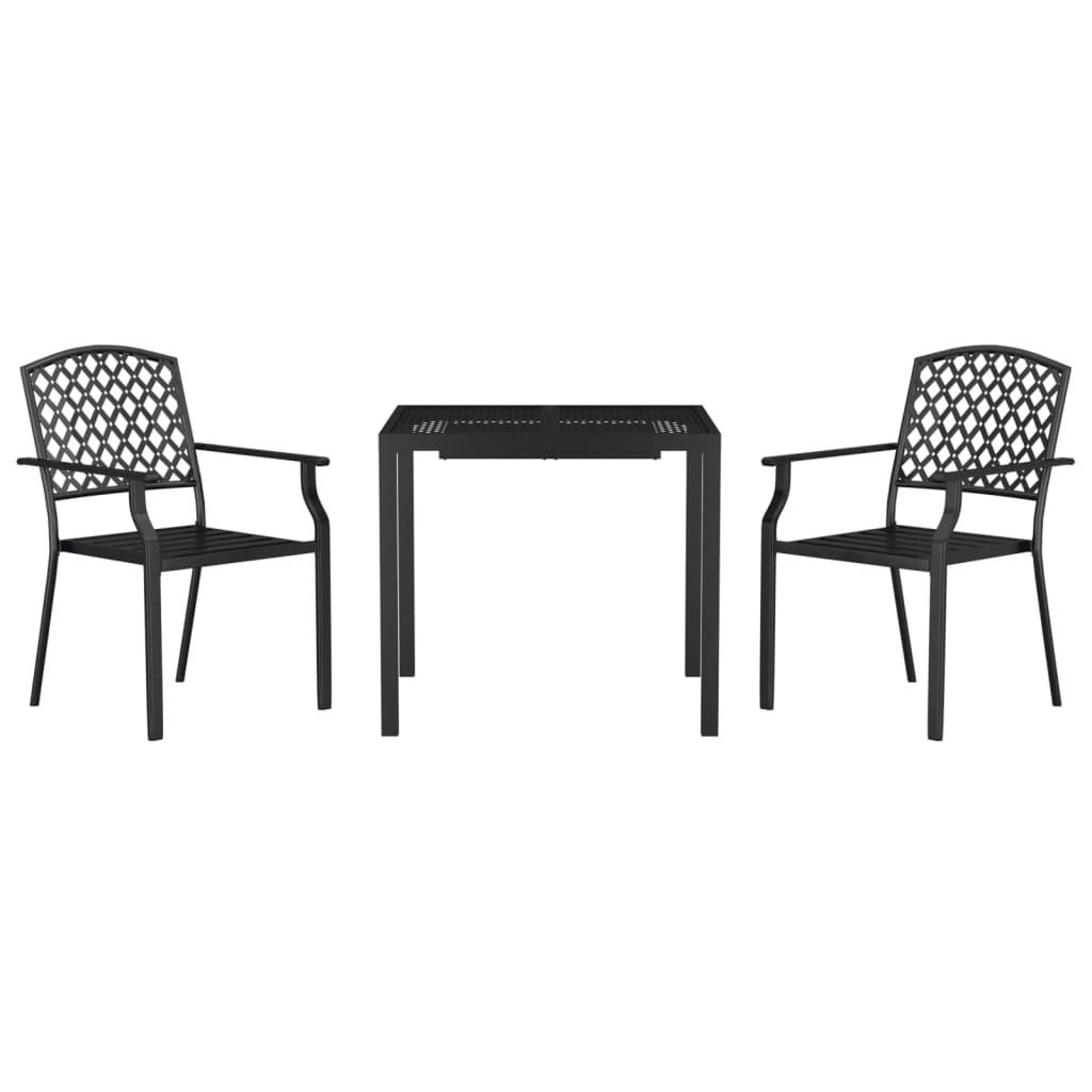 Zestaw mebli ogrodowych stalowych, antracytowy, 80x80x72 cm, 2 krzesła