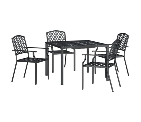 vidaXL 5d&iacute;ln&yacute; zahradn&iacute; j&iacute;deln&iacute; set antracitov&yacute; ocel