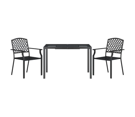 vidaXL Ensemble &agrave; manger de jardin 3 pcs anthracite acier