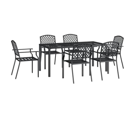 vidaXL 7 pcs conjunto de jantar para jardim a&ccedil;o antracite