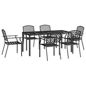 vidaXL 7 pcs conjunto de jantar para jardim a&ccedil;o antracite