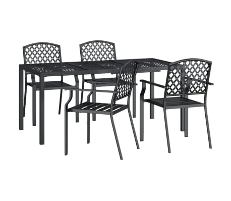 vidaXL Σετ Τραπεζαρίας Κήπου 5 Τεμαχίων Ανθρακί από Ατσάλι