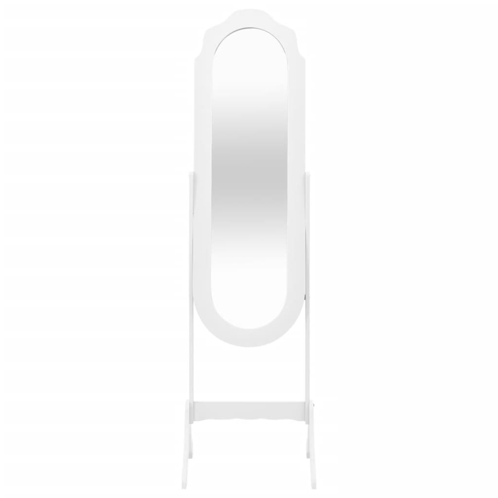 vidaXL Oglindă independentă, alb, 45,5x47,5x160 cm, lemn compozit