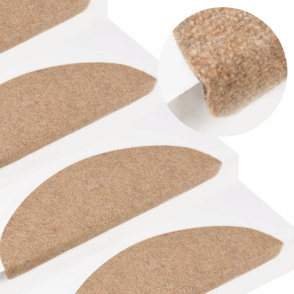 vidaXL Tapis d'escalier auto-adhésifs 10 pcs beige 56x17x3 cm