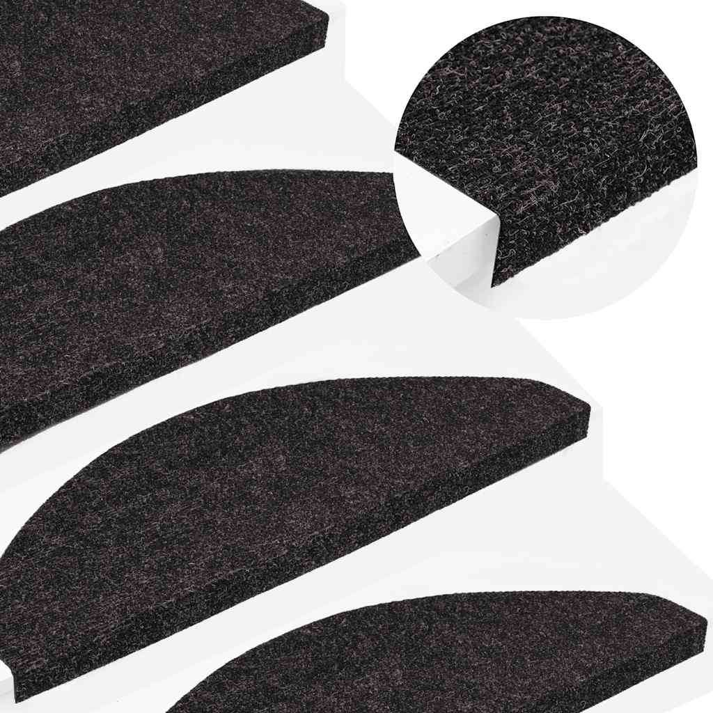 vidaXL Covorașe de scări autoadezive, 10 buc., antracit, 65x22,5x3,5cm