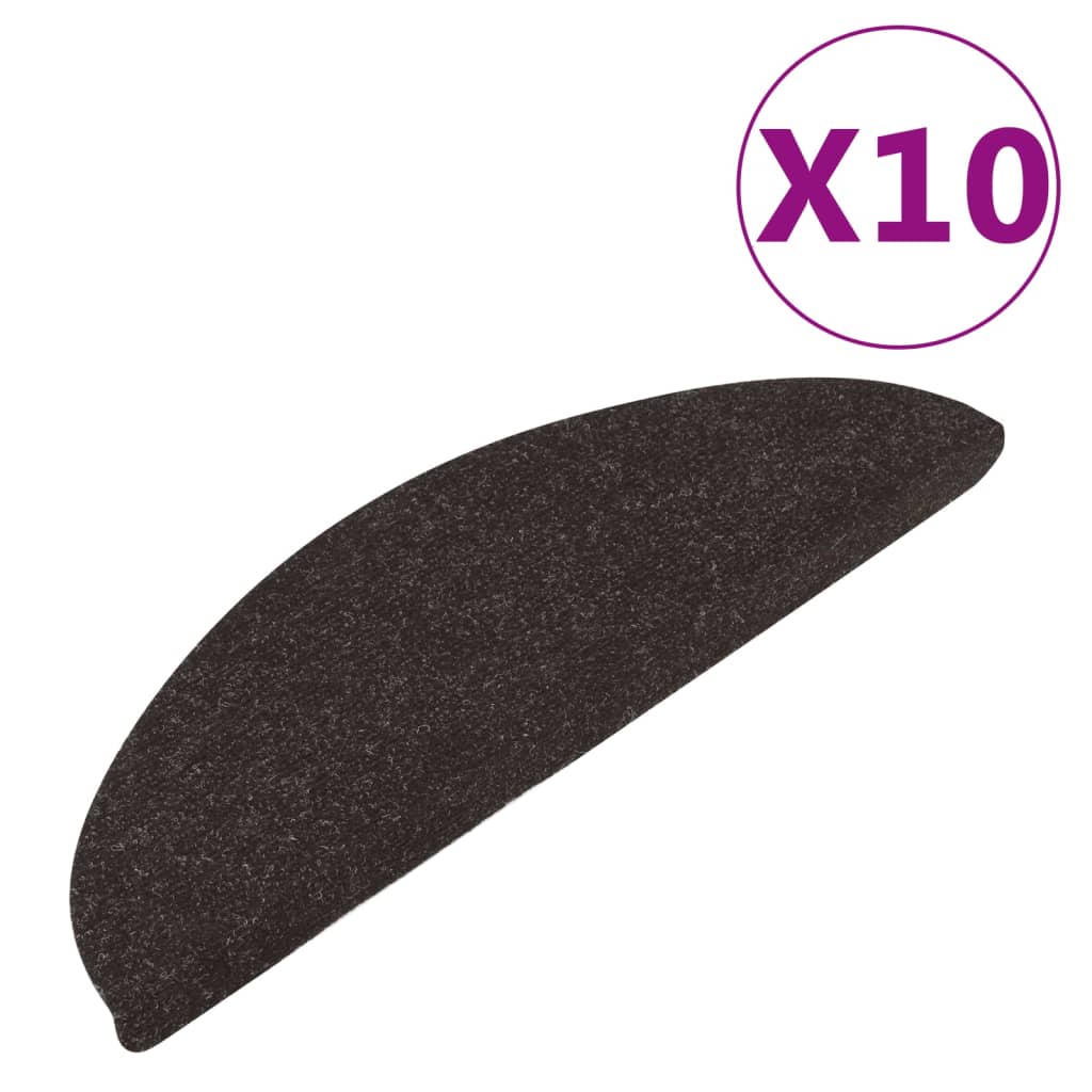 Covorașe de scări autoadezive, 10 buc., negru, 65×22,5×3,5 cm