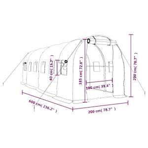Skleník s ocelovým rámem zelený 12 m² 6 x 2 x 2 m - obrázek 12