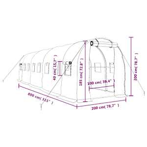 Skleník s ocelovým rámem zelený 16 m² 8 x 2 x 2 m - obrázek 12