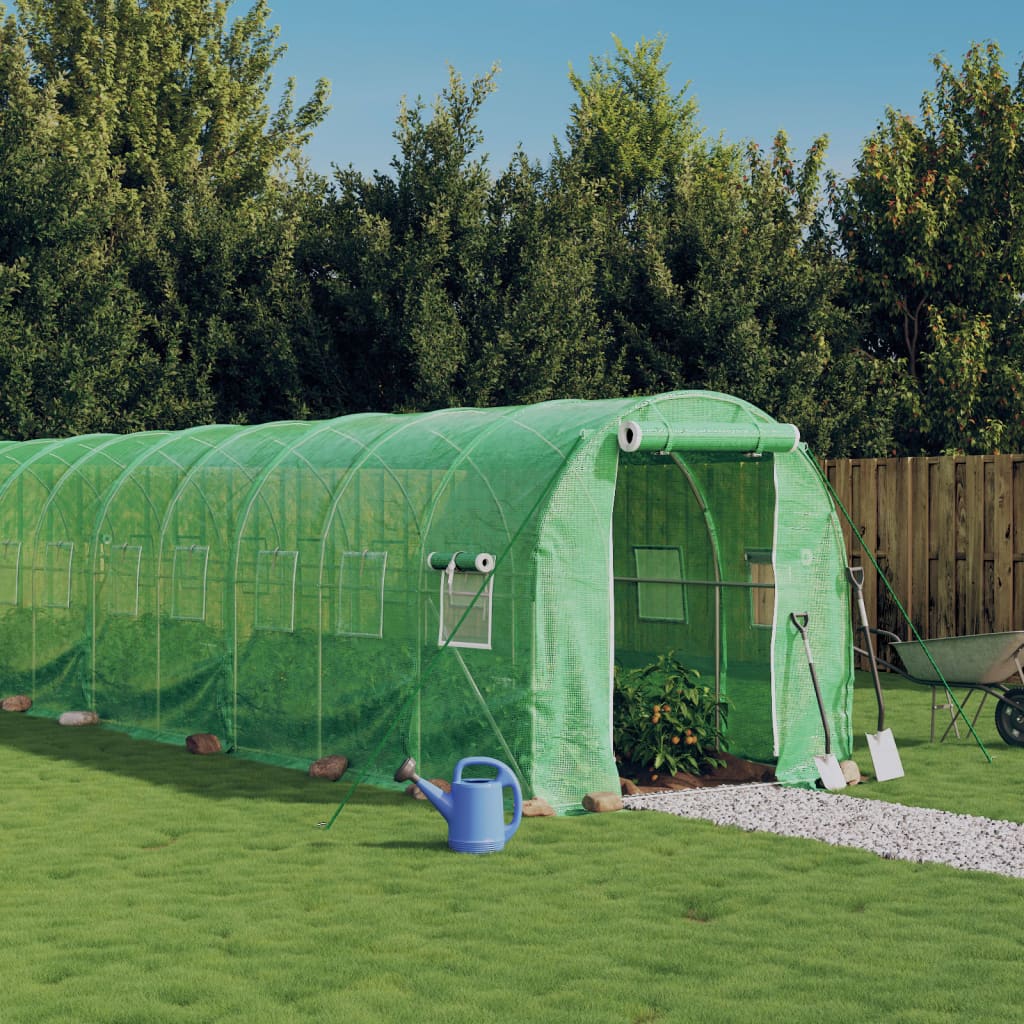 vidaXL Seră cu cadru din oțel, verde, 28 m², 14x2x2 m