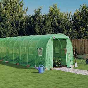 Rastlinjak z jeklenim ogrodjem zelen 32 m² 16x2x2 m