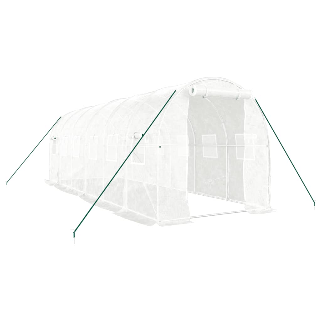 vidaXL Skleník s ocelovým rámem bílý 12 m² 6 x 2 x 2 m