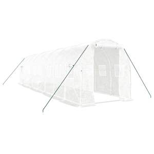 Skleník s ocelovým rámem bílý 16 m² 8 x 2 x 2 m - obrázek 2