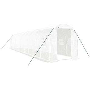 Skleník s ocelovým rámem bílý 20 m² 10 x 2 x 2 m - obrázek 2
