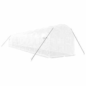 Skleník s ocelovým rámem bílý 24 m² 12 x 2 x 2 m - obrázek 6