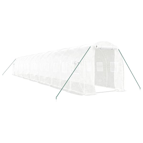 vidaXL kasvuhoone terasraamiga, valge, 28 m&sup2;, 14x2x2 m
