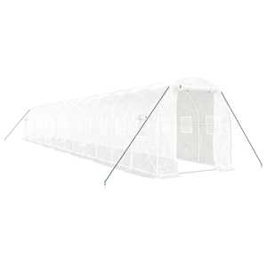 Skleník s ocelovým rámem bílý 28 m² 14 x 2 x 2 m - obrázek 2