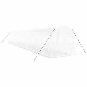 Skleník s ocelovým rámem bílý 28 m² 14 x 2 x 2 m - obrázek 3