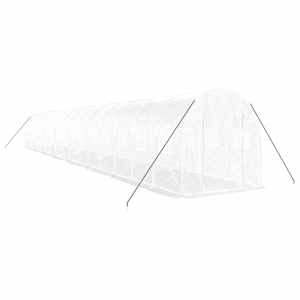 Skleník s ocelovým rámem bílý 32 m² 16 x 2 x 2 m - obrázek 3